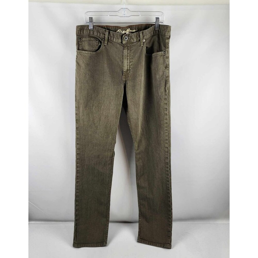 Eddie Bauer Jeans Mens 35x34 Slate Green Denim Flex Slim Fit
